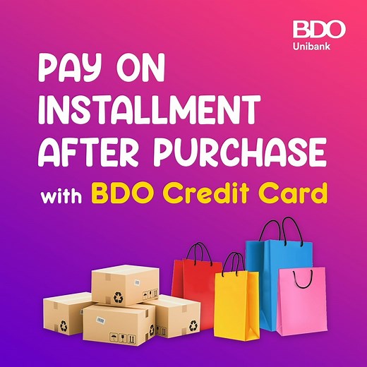 Convert your holiday spend & other recent purchases on your BDO Credit Card to fixed monthly installment payments at a low 0.88% add-on rate. Apply now! Visit www.bdo.com.ph/purchase-convert for more details. Promo runs until January 31, 2023. Terms & Conditions and fees apply. DTI154105 | BDO Unibank