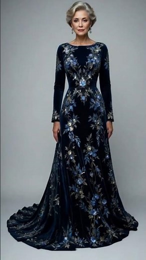 Navy Velvet Mother of the Bride Dress | Luxury Evening Gown #velvetdress #navyvelvet #luxurydress