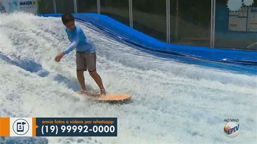 Simulador de surf ajuda a treinar para fazer bonito no litoral