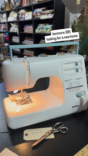 the last great on Instagram: "UPDATE: this machine has been claimed ❤️ I’ve had a couple lovely people donate sewing machines recently. This one is a Kenmore 385. Purrs like a kitten. Free to a good home. Let’s get you sewing! (Dm to claim, or ask if I have any donated machine next time you’re in the shop ❤️) #fabricstore #midtownsacramento #sacramentobuynothing #kenmore385"