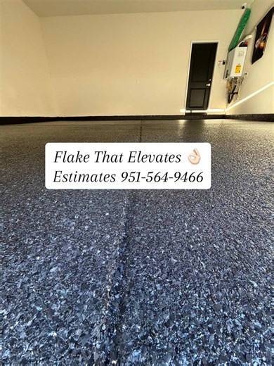 Flake for a cleaner, stronger floor for everyday living. Estimates 951-564-9466 #GarageUpgrade #FlakeFloors #GarageFlake #epoxy #fyp