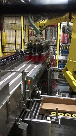 Robot transfer tray to moving conveyor #howitsmade #industrialautomation