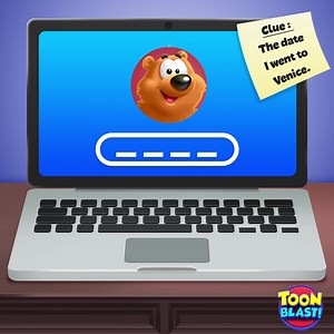 🔔⁣⁣⁣ CONTEST TIME! 🔔⁣⁣⁣⁣⁣⁣⁣ ⁣⁣⁣ Bruno needs to work but he forgot his computer password. 💻 Help him to remember his password by following the hint on the screen! 😏 ⁣⁣⁣⁣ Comment your answers below and we'll randomly select 30 lucky winners for an amazing prize of 1000 coins each. Good luck to all of you! ☘️⁣ | Toon Blast