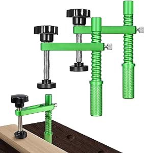 Bench Dog Clamp 3/4 inch (19mm) Dog Hole Clamps Adjustable MFT Bench Clamps Aluminum Fast Hold Down Table Clamps for Woodworking Tools -2 Pack Green(3/4" 19mm)