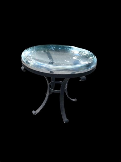 Vintage Glass Top Patio Table: Wrought Iron Base, Outdoor Side Table - Etsy