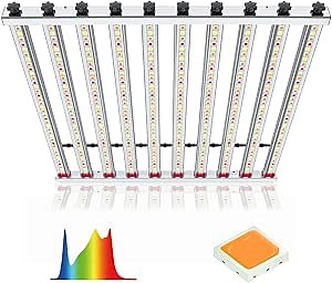 Dommia LED Grow Light 650W 10 Bars Pre-Install Full Spectrum ETL Plant Growing Lights Fixture WarmWhite Grow Lamp for Hydroponic Greenhouse Commercial 4x4ft 5x5Ft Grow Tent Veg Flower (DM6000