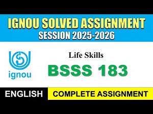 IGNOU BSSS 183 Solved Assignment 2025-26 | English Medium | Download PDF | IGNOU Students Portal