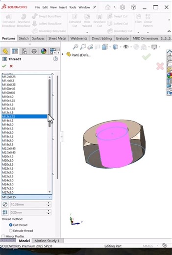 Hex Nut Design in SolidWorks | Mechanical Part #shorts