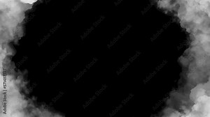 animated rotating circular black sky background with white clouds