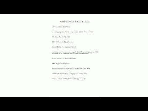 NCCCO Crane Operator Definitions Acronyms1461
