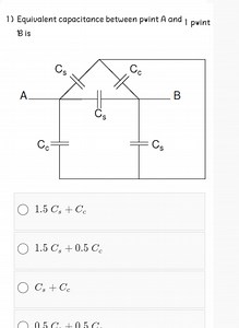 Find the equivalent capacitance between points A and B in the g... | Filo