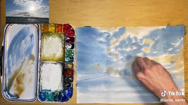 Painting a dramatic sky in watercolor. #watercolor #painting #timelapse #art #calm #relax #satisfying #naturesounds
