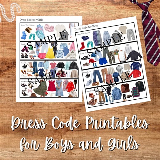 Dress Code Guide for Kids | Printable Clothing Categories for Boys and Girls | Modest Appropriate Dress | Life Skills Homeschool Resource - Etsy