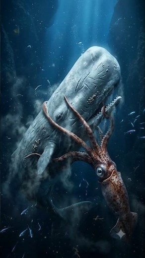 🐋 Giant Squid vs Sperm Whale – Epic Deep Sea Battle in Underwater Canyon! #deepsea #SpermWhale