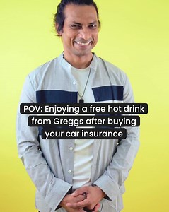 Enjoying a free hot drink from Greggs after buying car insurance with Confused.com | Confused.com