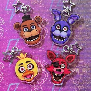 FNAF Keychains Freddy, Bonnie, Chica, Foxy 2.5" Double-sided Acrylic Charm FNAF 1 & 2 Original / Withered (five Nights at Freddy's) - Etsy