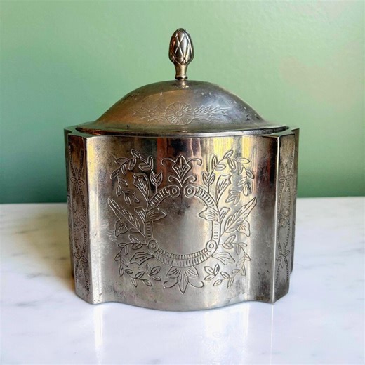 Vintage Silver Plate Lidded Box | Ornate Floral Engraved Trinket Box | Antique Vanity Storage | Decorative Keepsake Container | Cottagecore - Etsy