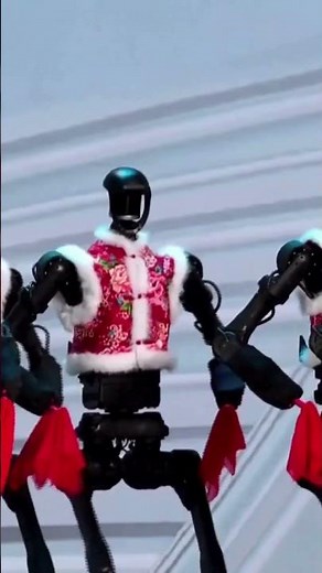 Humanoide Roboter tanzen chinesischen Volkstanz auf der Bühne des Frühlingsfestes | AI1G