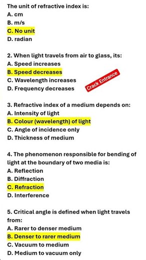 Important MCQ of Ray Optics class+2 part-3 #shortsfeed #shortsviral #shortvideo #shorts #short #like