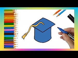 🎓CÓMO DIBUJAR UN BIRRETE DE GRADUACIÓN DE COLEGIO CON BORLA MUY FÁCIL Y PASO A PASO