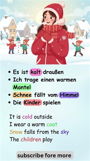 🥶4 Essential German Phrases for Cold Weather | Learn German Fast❄️ #germanforbeginners #learngerman