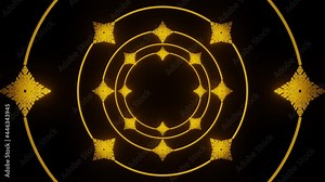 Thai pattern frame is flying through the dark scene. 4K background animation looping Stock Video