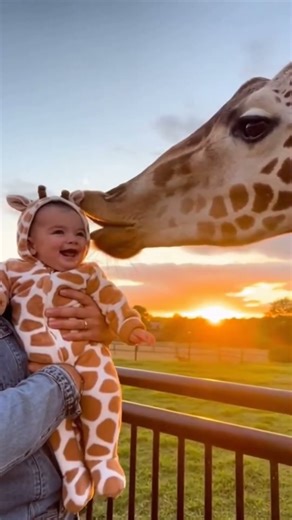 Baby Meets Real Giraffe! 🦒👶 #funny #baby #giraffe #animals #viral #cute