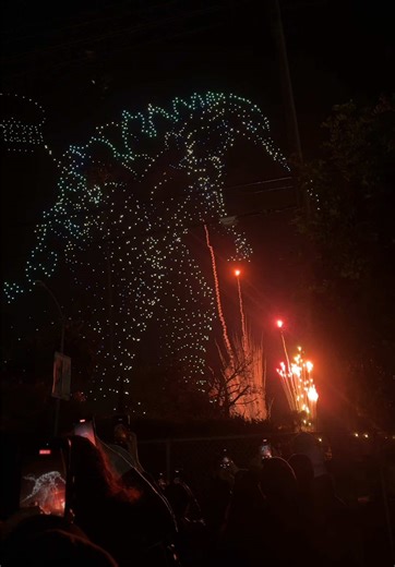 #AppleTVPartner Godzilla, Kong, and Titan X took over Hollywood the other night with a record-breaking, 600ft drone show! Watch Monarch: Legacy of Monsters Season 2 premiering February 27th on @Apple TV. #MonarchLegacyofMonsters