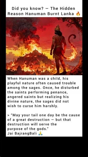 Did you know? — The Hidden Reason Hanuman Burnt Lanka 🔥#hanuman #ramayan #bajrangbali #ramayana