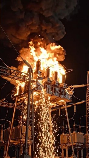 ⚠️ SHOCKING MOMENT! A massive transformer suddenly caught fire,