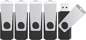 TOPESEL USB Flash Drive 5 Pack 64GB USB Storage Flash Drives, Memory Stick Jump Drive USB Drive Thumb Drives for PC laptops, Tablets, TVs, car Audio (64G, 5PCS, Black)