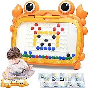 Amazon.com: AiTuiTui Magnetic Dots Drawing Board Travel Games for Kids Ages 3-5, Crab Shaped Toddler Doodle Beads Board Montessori Preschool Educational Toys for 2 3 4 5 Years Old Girls Boys Birthday Gift, Orange : Toys & Games