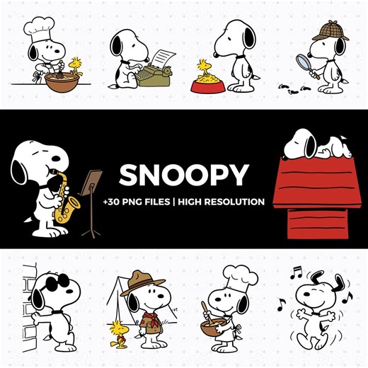 Snoopy Clipart SVG PNG Pack Bundle - Peanuts Characters Art (digital Download) - Etsy