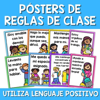 Pósters de reglas de clase | Gestión del aula | Classroom Rules in Spanish