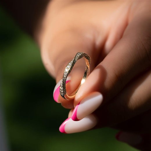 Minimalist Diamond Twisted Wedding Band, Infinity Twist Diamond Band, Stackable Matching Ring, Lab Grown Diamond Band - Etsy