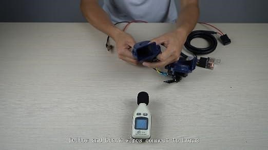 Car horn kit with relay wire button blue