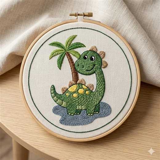 Stegosaurus and Palm Tree Embroidery Pattern, Cute Dinosaur Hand Embroidery Design, Dinosaur Animal Embroidery Design PDF Download - Etsy