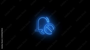 No sound bell icon. Bell icon warning animation. Stop bell icon on black background. signage and bell