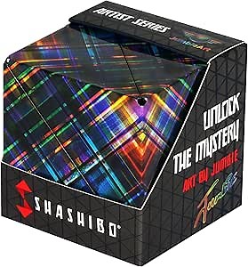 Shashibo Shape Shifting Box - Award-Winning STEM Fidget Toy with Strong Magnets - Fidget Cube Transforms Into 100+ Shapes, Christmas Stocking Stuffers Gift for Kids, Teens, and Adults (Disco Plaid)