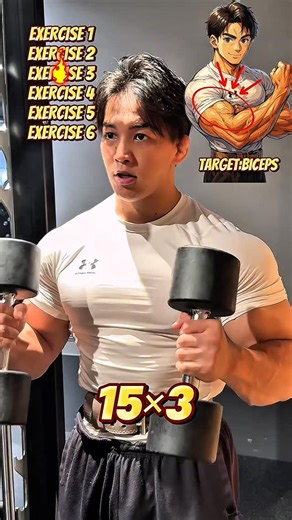 大平稜也（Ohira Ryoya） on Instagram: "6 biceps exercises to get bigger arms❗️"