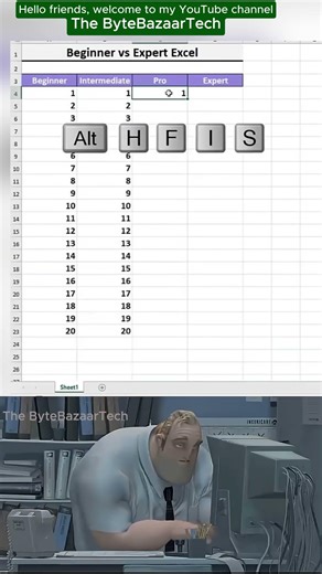 Beginner vs Expert Excel 😱🔥 | Secret Shortcuts You MUST Know! 💯#excel #exceltips #exceltricks