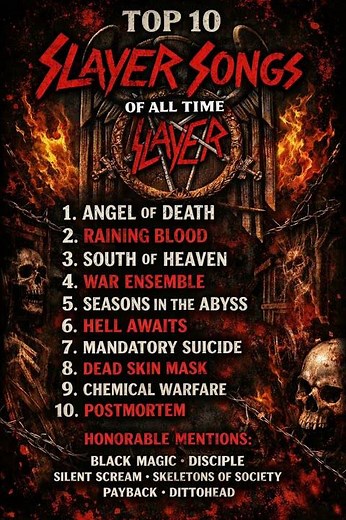 The Top Ten Slayer songs of all time