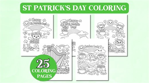 St. Patrick's Day Coloring Pages | Kids Activity, 25 Designs (digital Download) - Etsy Australia