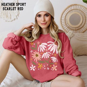 Flower Sweatshirt or Hoodie, Boho Wildlfowers Sweater, Vintage Floral Botanical Nature Crewneck, Flower Lover Gardening Gifts for Her - Etsy