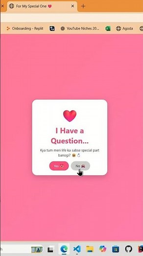 I Built a Surprise Website to Impress My GF ❤️ | HTML CSS JavaScript #coding #htmlcss #shorts