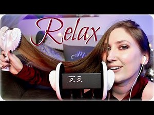 ASMR Long Hair Brushing, Close Up Unintelligible / Inaudible Whispering, Ramble & Gentle Tapping 😴