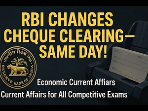 RBI’s New Cheque Clearing Rules Explained — Same-Day Settlement | Current Affairs 2025 | UPSC | SSC