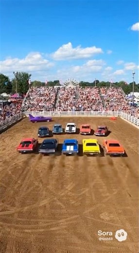 70’s cars in crash up derby.