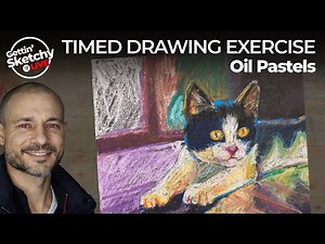 Gettin' Sketchy LIVE - Cat with Oil Pastels