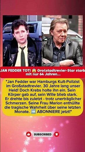 JAN FEDDER TOT! 😱 Großstadtrevier-Star starb mit nur 64 Jahren...
